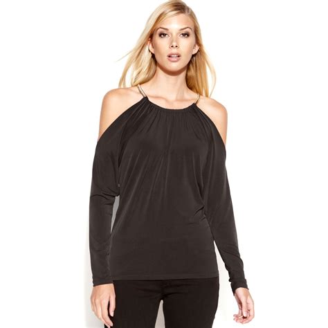 michael kors top cold shoulder split sleeve|Michael Kors t shirt.